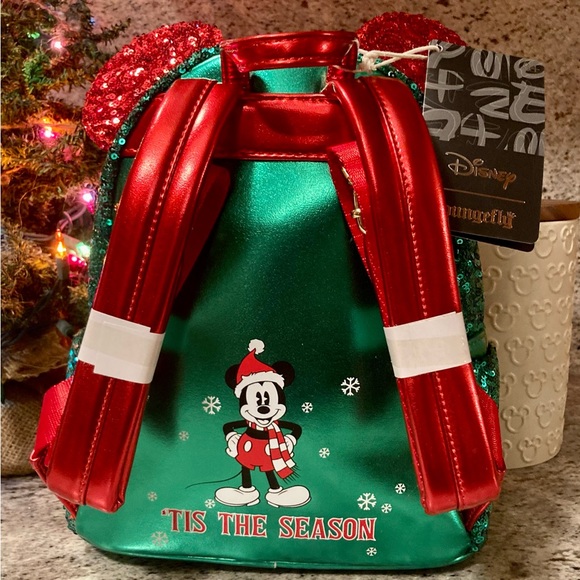 Loungefly Mickey Mouse Sequin Christmas Mini Backpack - Picture 5 of 8